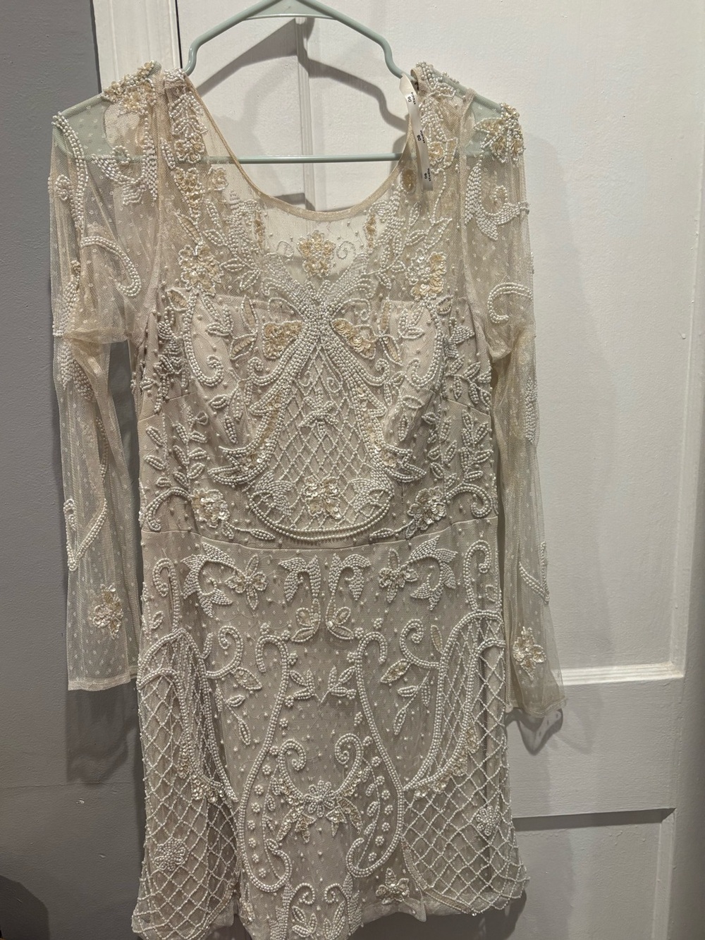 CUSTOM Davids Bridal Studio Beaded Long-Sleeve Dress- petite friendly!!